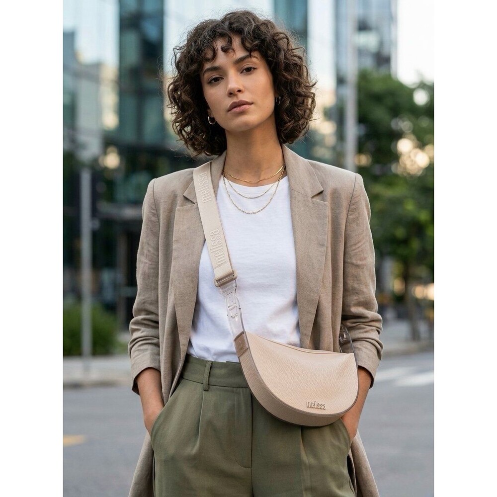 Melissa Vibe Bag Beige Nude Crescent Shoulder Crossbody Bag